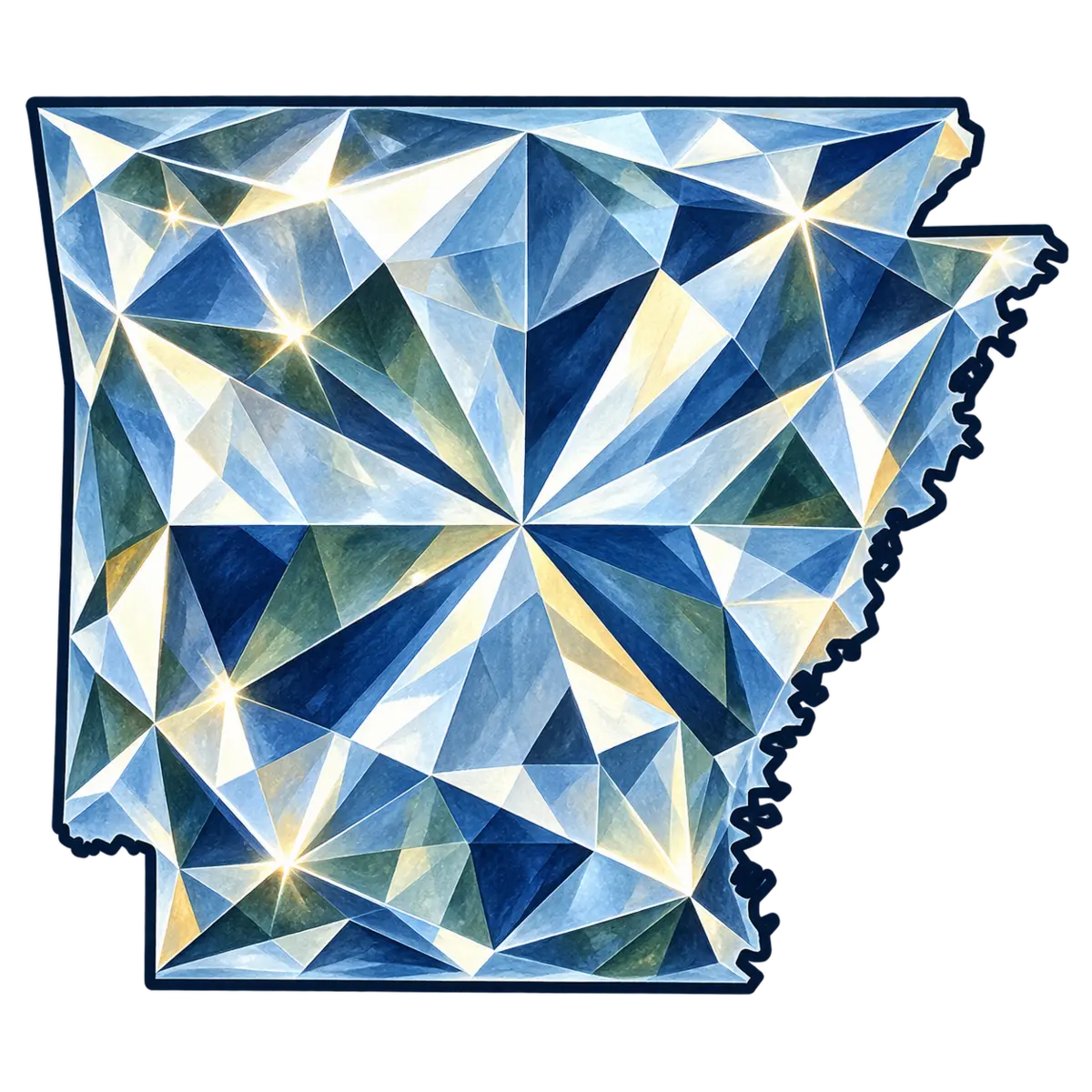Arkansas state silhouette transformed into diamond