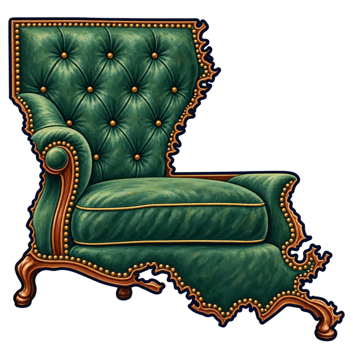 Louisiana state silhouette transformed into big armchair