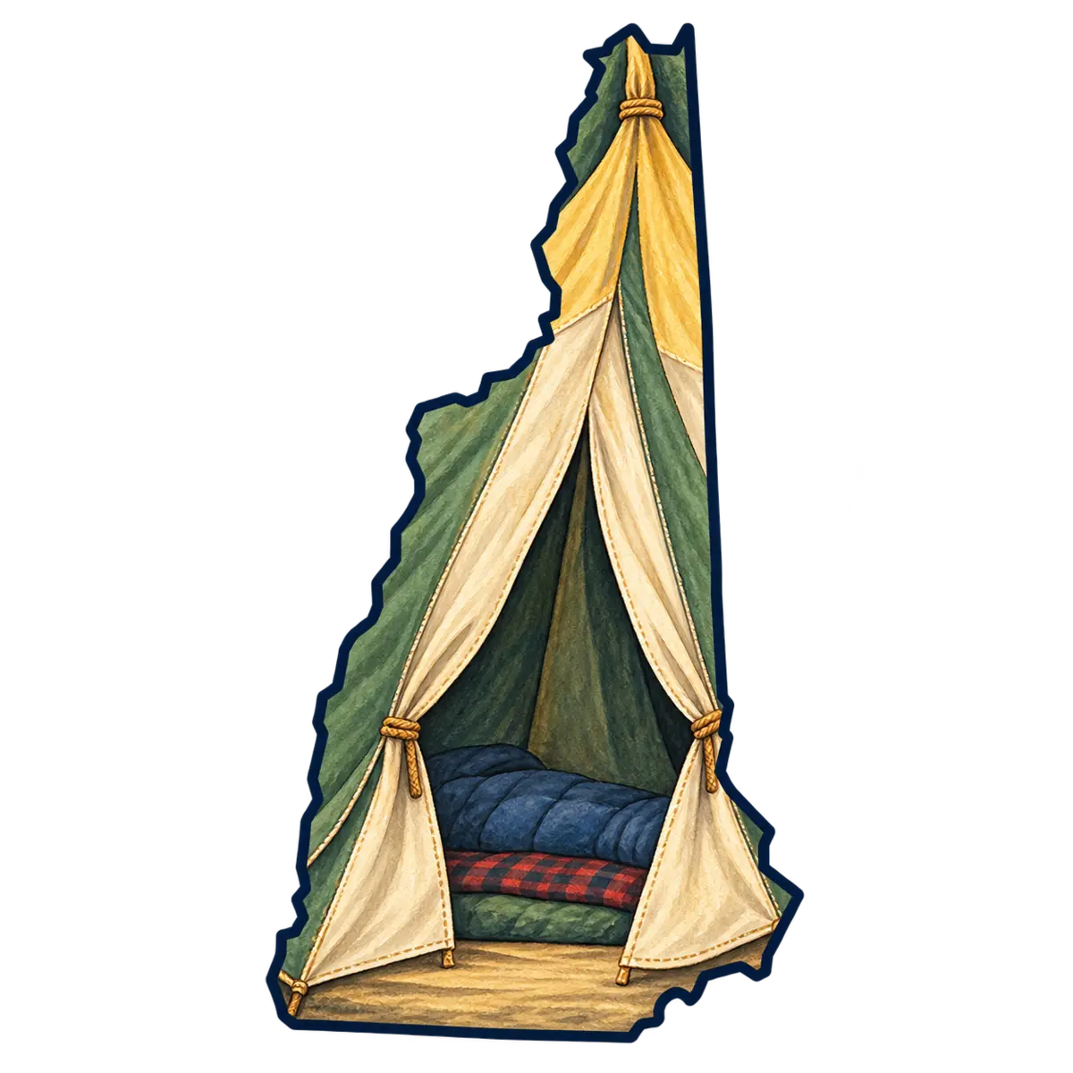 New Hampshire state silhouette transformed into tent