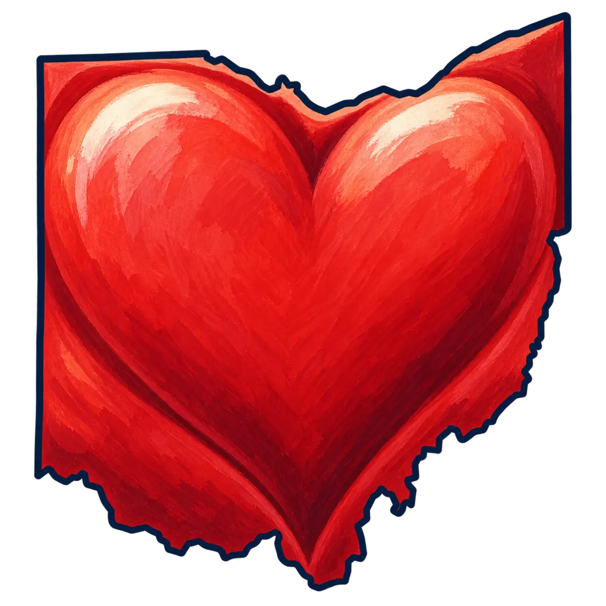 Ohio state silhouette transformed into heart
