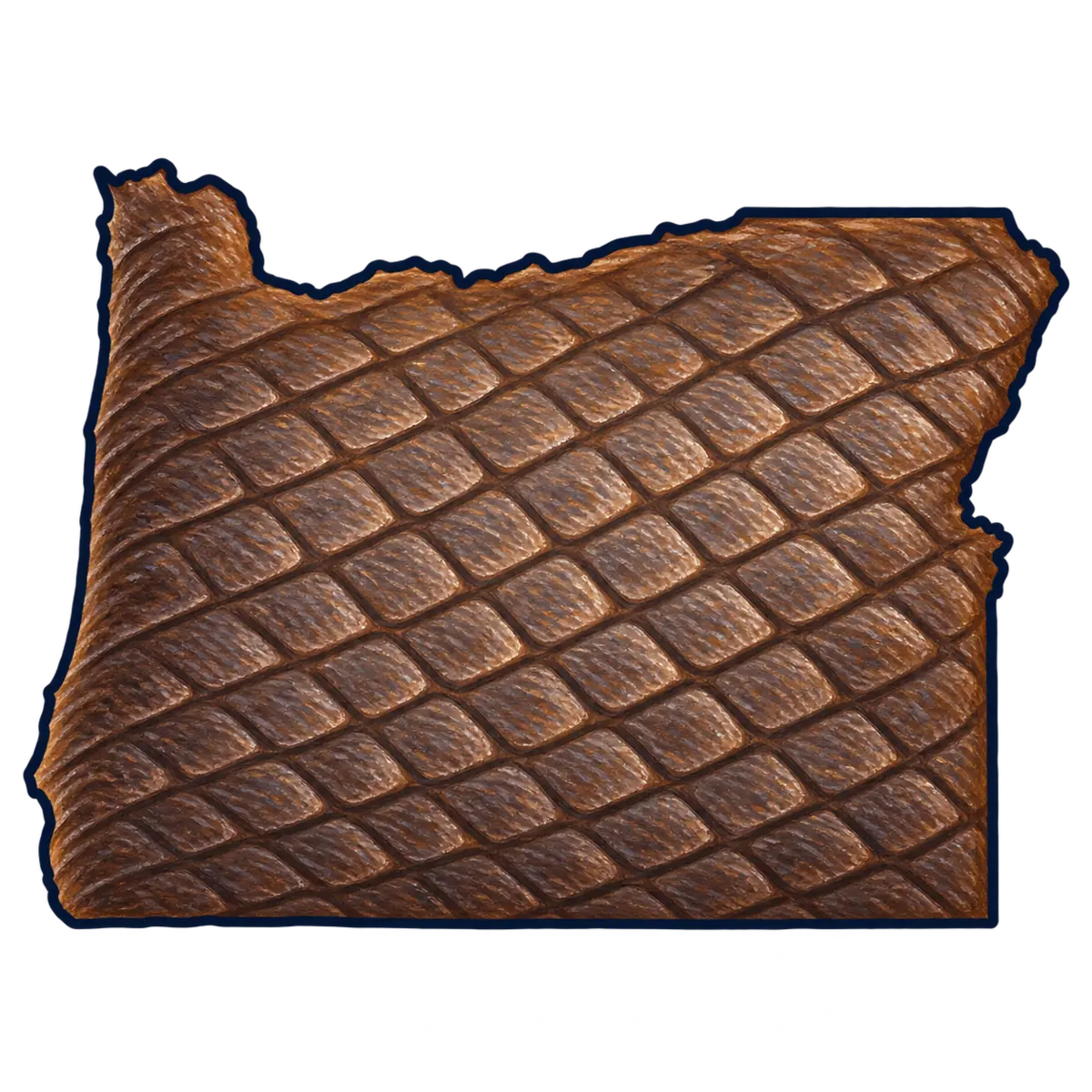 Oregon state silhouette transformed into beaver's flat tail