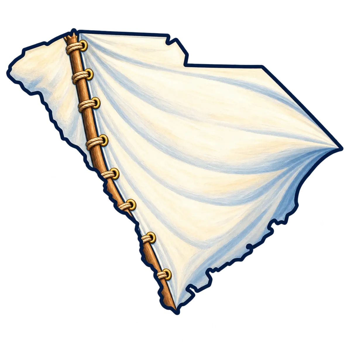South Carolina state silhouette transformed into sail