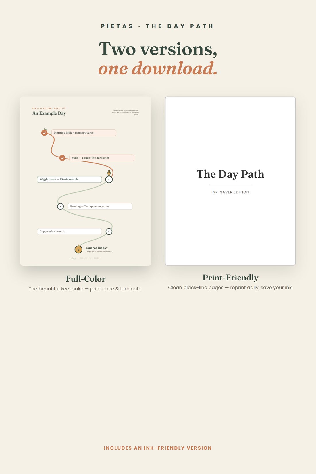 Full colour and ink-saver editions