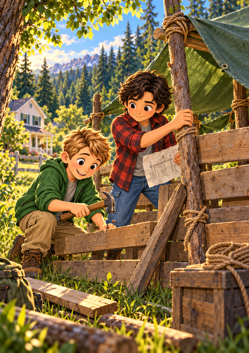 Bennett and Silas working on Fort Resolute